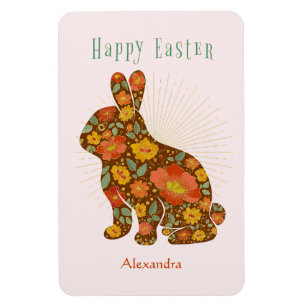 Chocolate pasta Bunny Gold Floral, gepersonaliseer Magneet