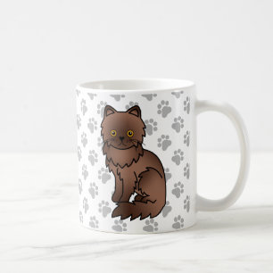 Chocolate Persian Cute Cartoon Cat Illustratie Koffiemok