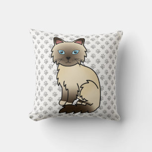 Chocolate Point Birmaanse kat / Ragdoll Cute Kat & Kussen