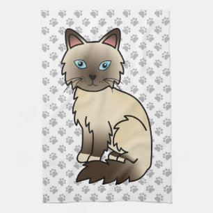Chocolate Point Birmaanse kat / Ragdoll Cute Kat & Theedoek