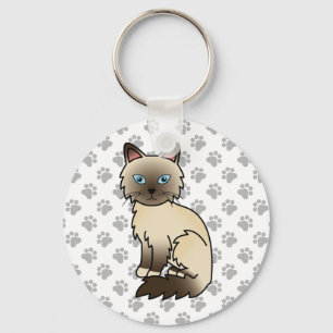 Chocolate Point Birman / Ragdoll Mooie Kat & Pootj Sleutelhanger