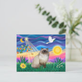 Chocolate Point Himalayan Cat - Twilight Briefkaart (Staand voorkant)