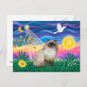 Chocolate Point Himalayan Cat - Twilight Briefkaart (Voorkant / Achterkant)