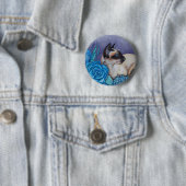 Chocolate Point Siamese Kat Ronde Button 5,7 Cm (In situ)