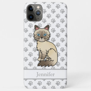 Chocolate Point Tabby Birman / Ragdoll Kat & Naam iPhone 11 Pro Max Hoesje