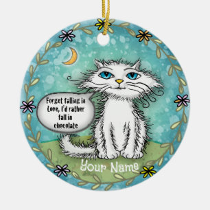 Chocolate Scraggles Cat Keramisch Ornament