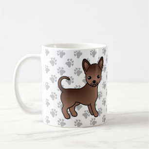 Chocolate Smooth Coat Chihuahua Cartoon Dog & Paws Koffiemok
