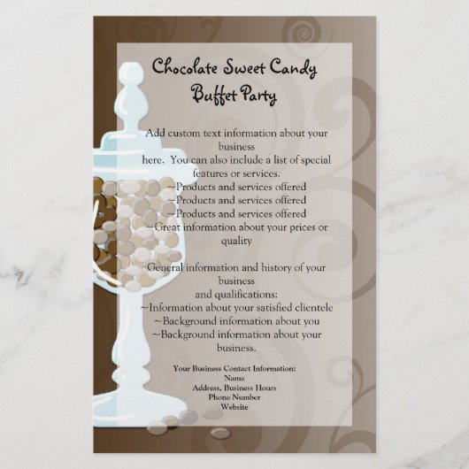 Chocolate Snoep Buffet Bar, Urn of Sweets Flyer (Voorkant)