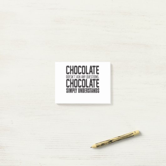 Chocolate stelt geen vragen: Chocolade Sim Post-it® Notes (Op bureau)