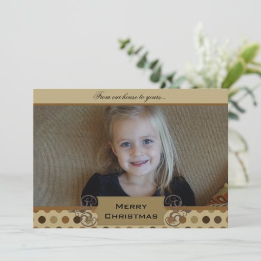 Chocolate Stippen Custom Photo Holiday Kaart (Staand voorkant)