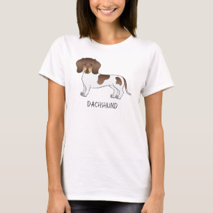 Chocolate & Tan Pied Korthaar Dachshund & Tekst T-shirt