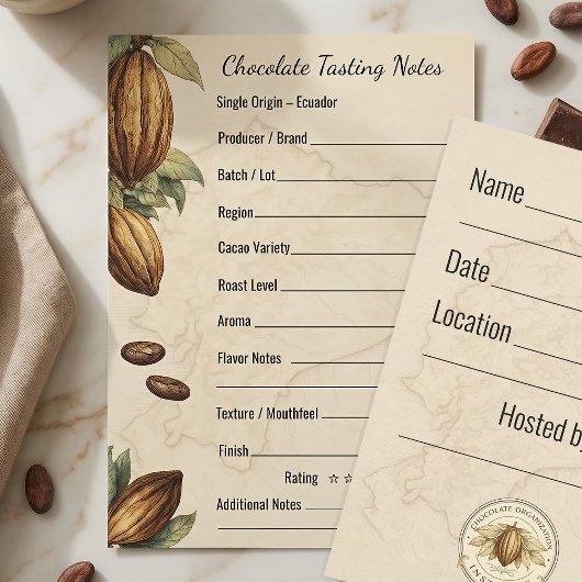 Chocolate Tasting Notes Professional Format Card Kaart