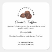 Chocolate Truffles Watercolor Bakery Ingredient Vierkante Sticker (Voorkant)
