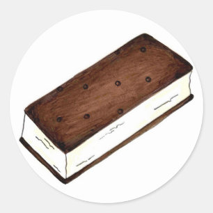 Chocolate Vanilla Ice Cream Sandwich Food Dessert Ronde Sticker