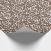Chocolate White Damask-patroon Cadeaupapier (Hoek)
