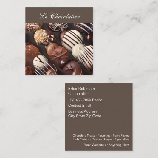Chocolatier Cadeaux Spécialités Carte de visite (Devant / Derrière)