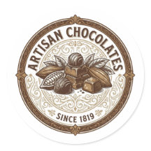 Chocolats Artisanaux Étiquette Cacao Vintage