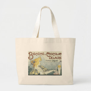 Chocoloate Art Nouveau Vrouw Grote Tote Bag