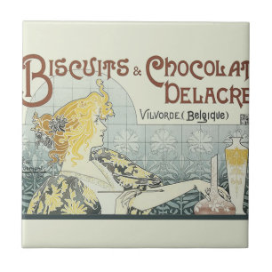 Chocoloate Art Nouveau Vrouw Tegeltje