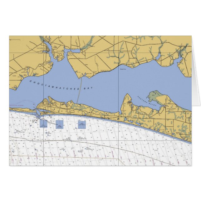 Choctawhchee Bay, FL Nautical Chart (Voorkant Horizontaal)
