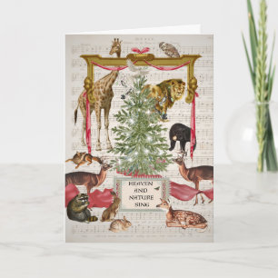 Chœur d'animaux avec carte de vœux arbre de Noël