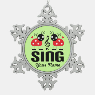 Choir Music Ladybug Tin Sneeuwvlok Ornament