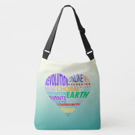 Choir of the Earth Word Cloud Green Ombre Crossbody Tas
