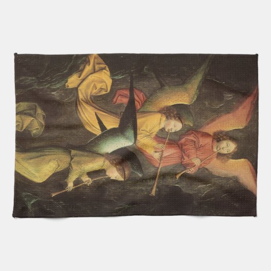 Choir van Angels door Simon Marmion, renaissance A Theedoek (Horizontaal)