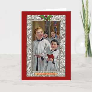 Choirboys zingen kerstliederen feestdagen kaart