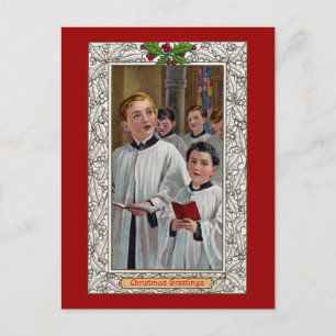 Choirboys zingen kerstliederen feestdagenkaart