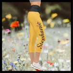 CHOISIR COULEUR Jaune Noir Nom yoga capri leggings<br><div class="desc">CHOISISSEZ VOTRE COULEUR Personnalisé yoga capri leggings! Imprimé d'un bord à l'autre, avec votre nom en gros script noir nom vers le haut d'une jambe! L'échantillon est jaune avec la taille noire, mais vous pouvez facilement customiser à la couleur de votre choix. Il est également facile de modifier ou de...</div>