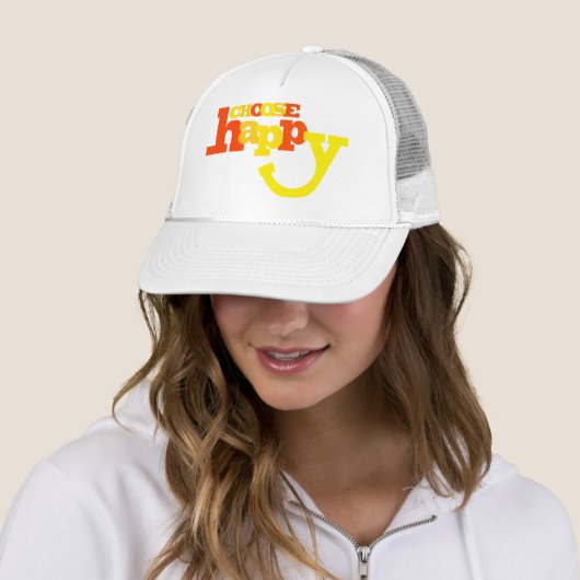 Choisir un casquette graphique jaune orange heureu (En situation)