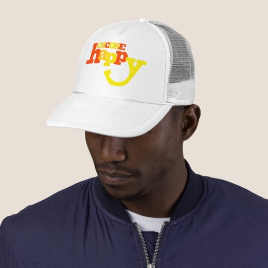 Choisir un casquette graphique jaune orange heureu (En situation)