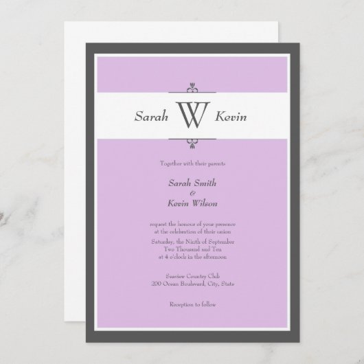 Choisir vos invitations de mariage pour monogramme (Devant / Derrière)