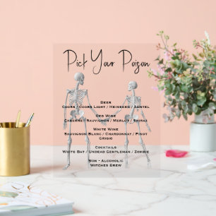 Choisir votre poison Squelette Mariage menu