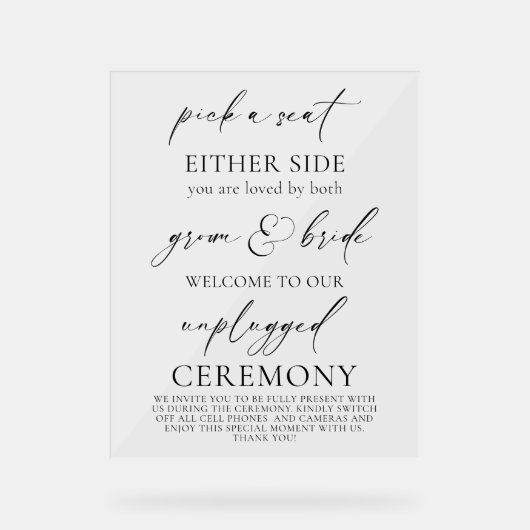 "Choisis un siège, Cérémonie Mariage débranchée (Recto)