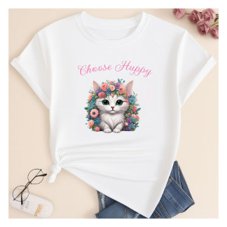 Choisissez Happy Cat imprimé T-shirt