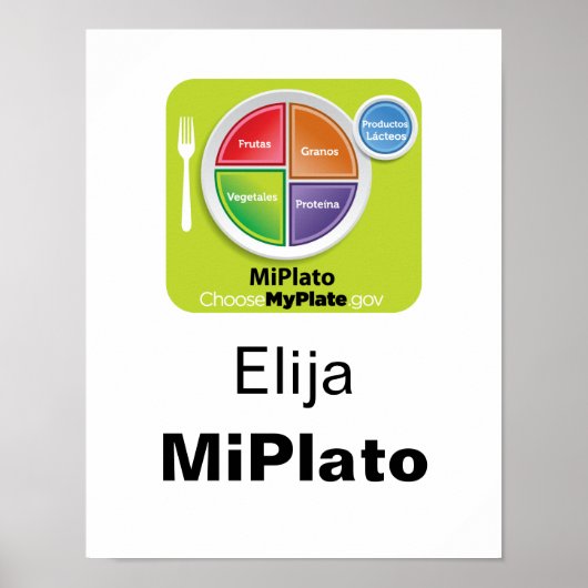 Choisissez MyPlate Poster espagnol - Elija MiPlato (Devant)
