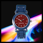 CHOISISSEZ VOS COULEURS, Votre Nom, Poignets Bleus<br><div class="desc">Cette montre amusante au poignet pour enfants avec un bracelet en silicone bleu peut être customisée comme vous le souhaitez. Vous pouvez CHOISIR VOTRE PROPRE COULEUR pour remplacer l'arrière - plan sur la face de montre et vous pouvez faire dire le texte à tout ce que vous voulez. Ou gardez...</div>