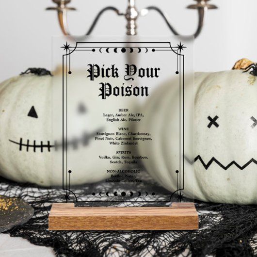 Choisissez votre poison Halloween barre Mariage