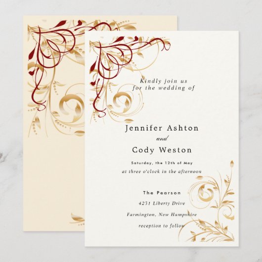 Choix de couleur faire-part de mariage Elegant Gol (Devant / Derrière)