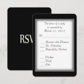 Choix de menu classique noir et blanc RSVP (Devant / Derrière)