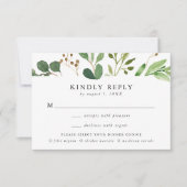 Choix de menu de mariage à la verdure aquarelle (Devant)