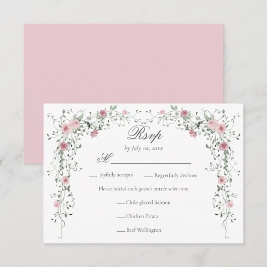 Choix de menu de mariage aux fleurs roses blush vi (Devant / Derrière)