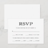 Choix de menu de mariage élégant noir et blanc (Devant / Derrière)