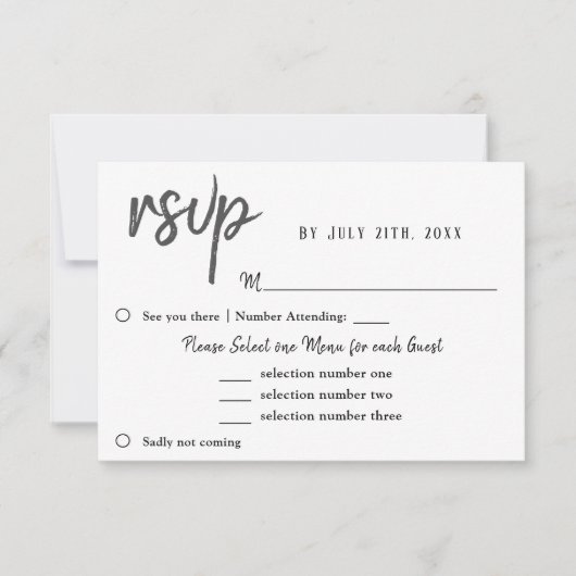 Choix de menu de mariage Fleur de Tulipe RSVP Viol (Devant)