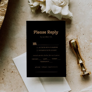 Choix de menu de mariage minimal classique or RSVP