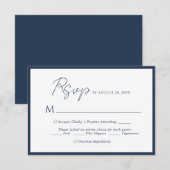 Choix de menu de mariage minimal script bleu marin (Devant / Derrière)