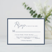 Choix de menu de mariage minimal script bleu marin (Debout devant)