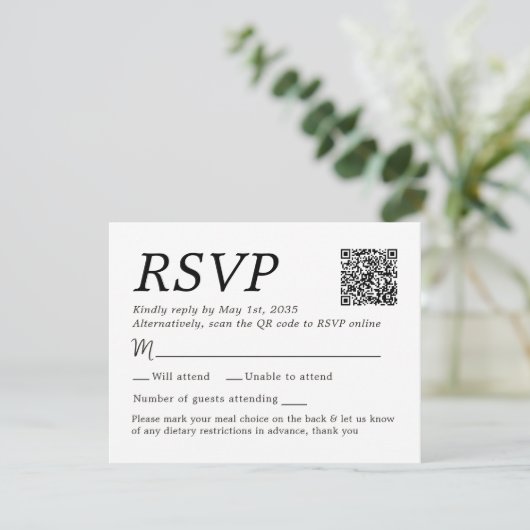 Choix de menu de réponse pour un mariage élégant p (Debout devant)